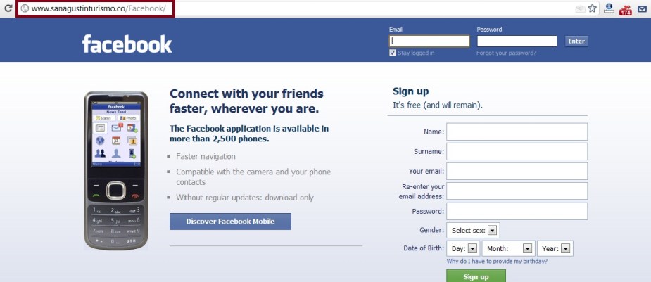 fake facebook login