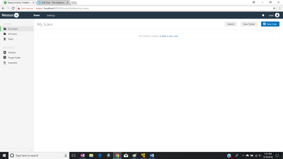 Nessus Home web console